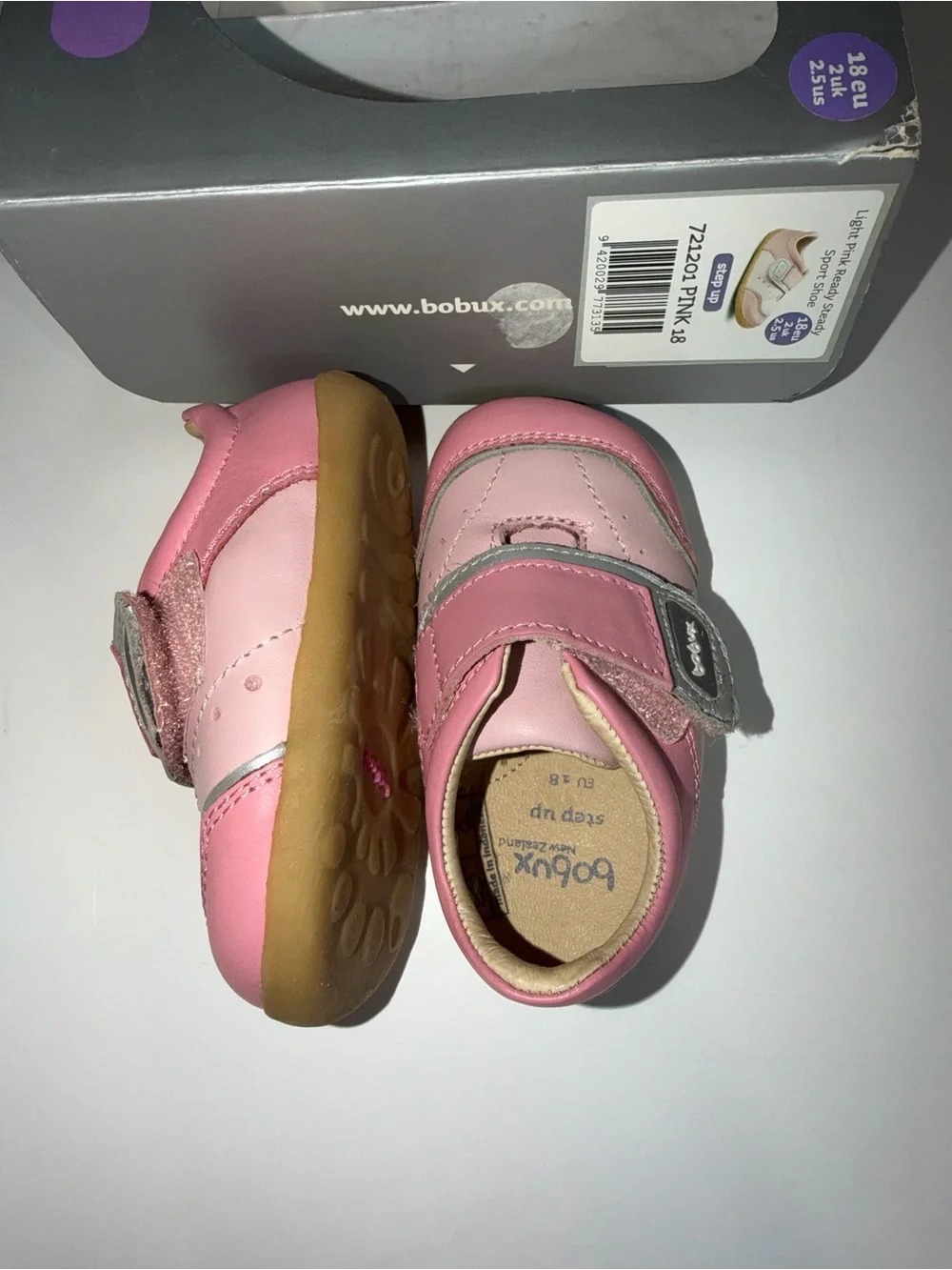 Bobux Pink & Silver Step-Up Leather Walker Shoes